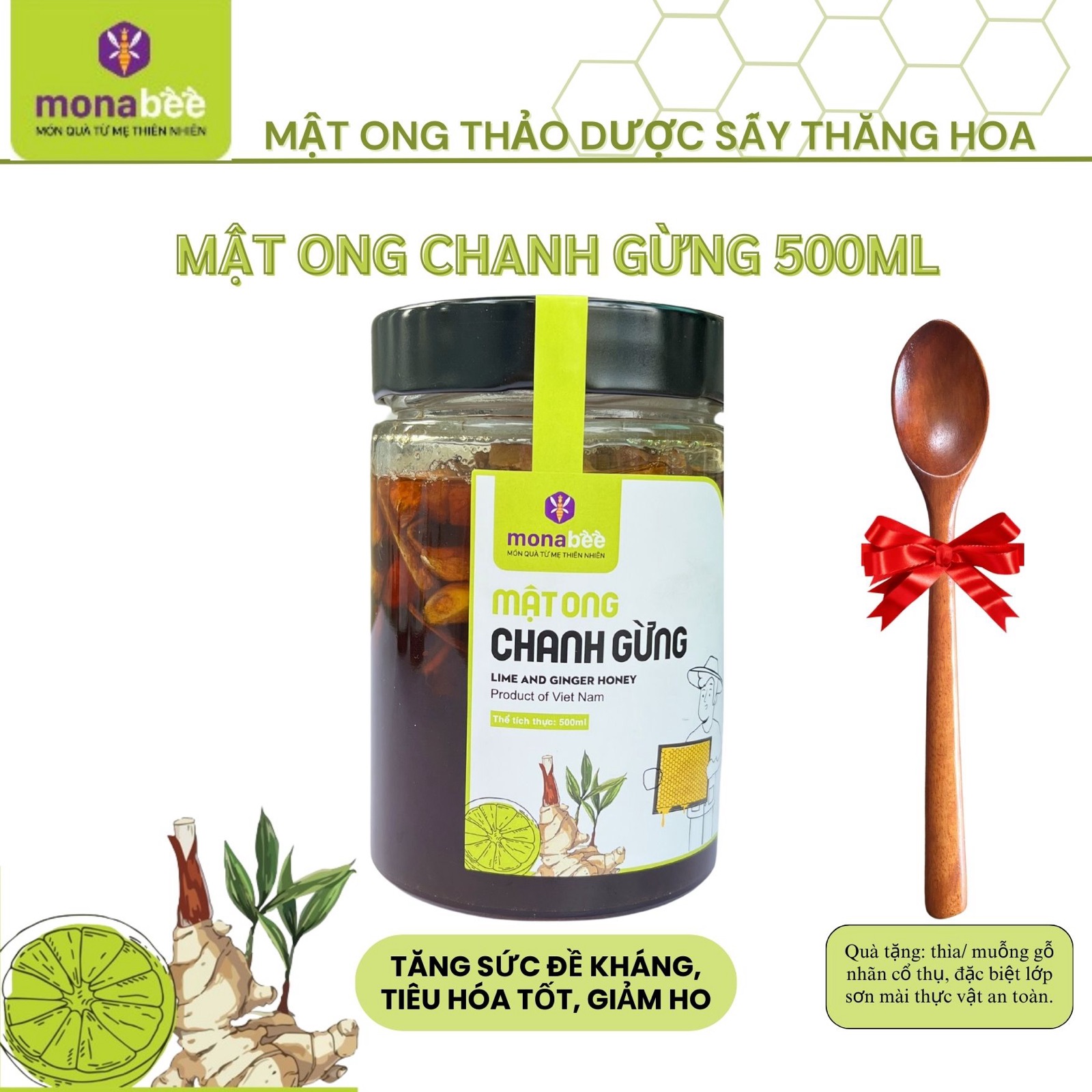 Mật Ong Chanh Gừng Monabee – Món Quà Từ Mẹ Thiên Nhiên – Hũ 500ml